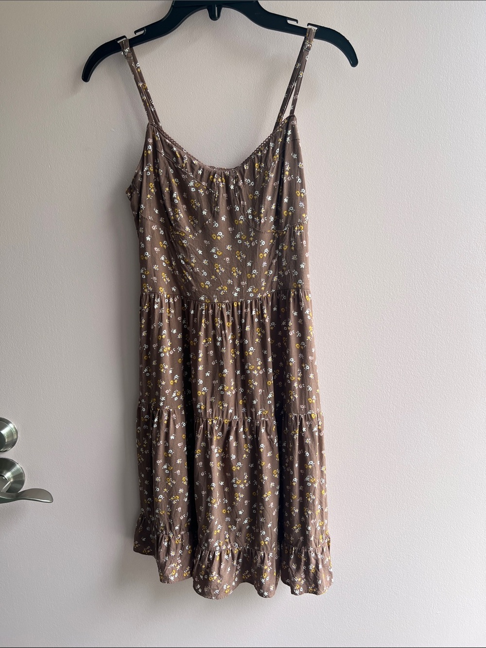 Aeropostale Brown Mini Dress with Yellow & White Floral Print